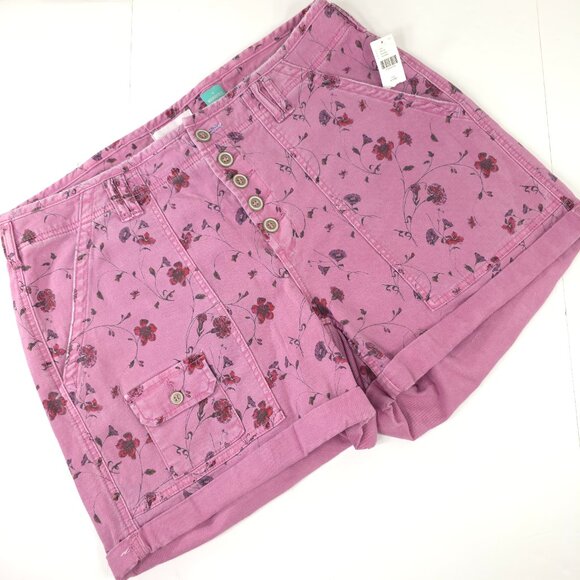 NWT ANTHROPOLOGIE THE WANDERER SHORT LILAC DITSY FLORAL BUTTON FLY PLUS SIZE 18W - Picture 1 of 16